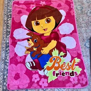 Dora Explorer Fleece Blanket Y2k Nickelodeon Perrito Best friends Pink 49x60”